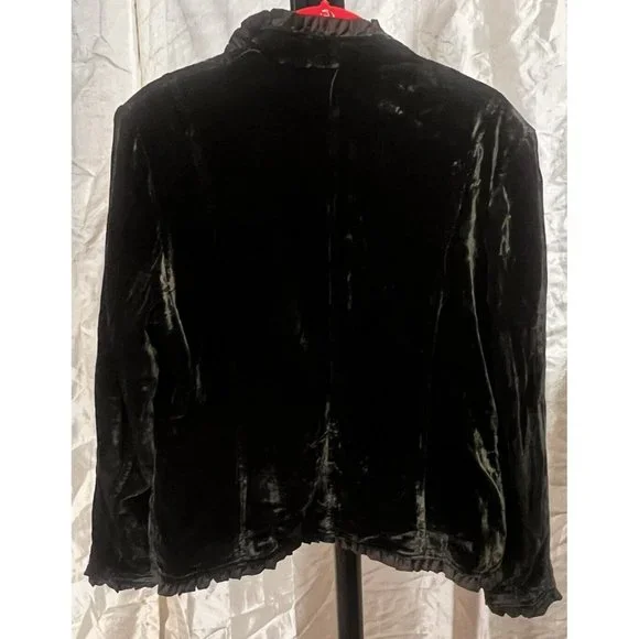 Willi Smith Velour Jacket Brown Green Button Front Sz 10 Vintage Theatre Costume - Picture 6 of 7